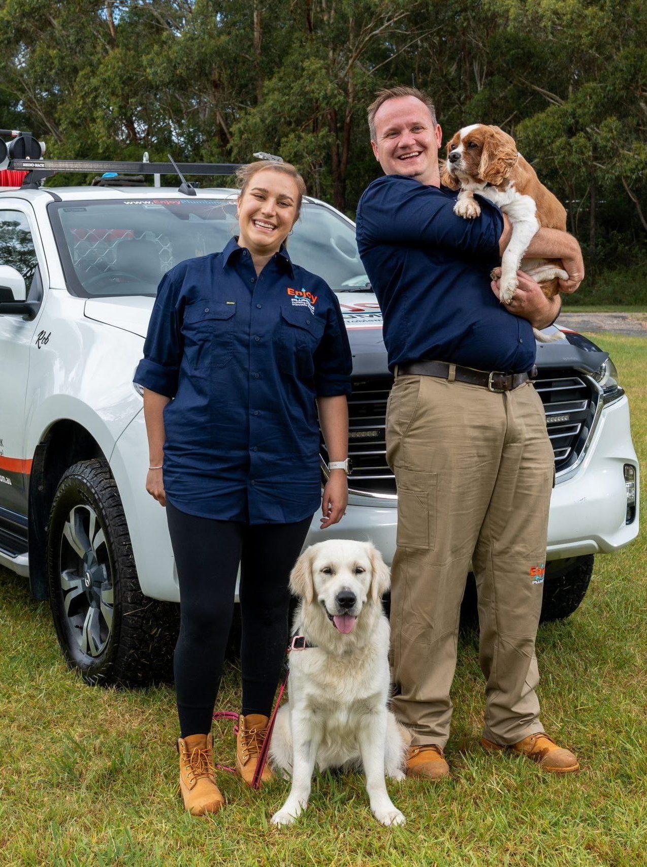Rob and Maddi Shipway, owners of Enjoy Plumbing
